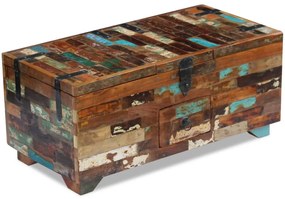 Tavolino da caffè baule legno massello di recupero 80x40x35 cm