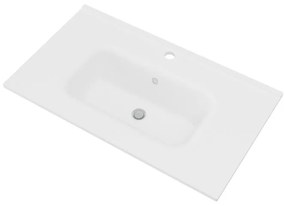 Lavabo integrale rettangolare Cielo L 80 x H 14 x P 46 cm in ceramica bianco lucido