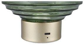Lampada da tavolo LED dimmerabile in verde e oro con paralume in vetro (altezza 14,5 cm) Earl - Trio