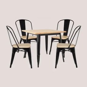 Set di tavoli in legno LIX (80x80) e 4 sedie LIX Legno Nero - Sklum