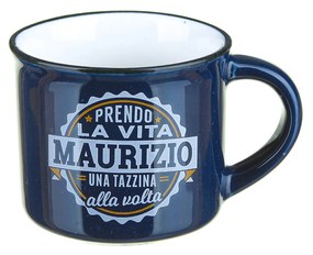 Tazzina caffè con nome Maurizio in gres porcellanato