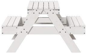 Tavolo picnic per bambini bianco 88x97x52cm legno massello pino