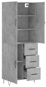 Credenza grigio cemento 69,5x34x180 cm in legno multistrato