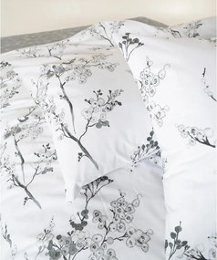 Set copripiumino e federa bianco/grigio in cotone renforcé per letto singolo 140x200 cm White Floral – Mila Home Luxury