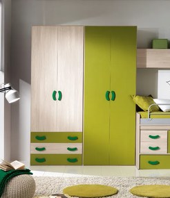 Armadio, Design Moderno, a quattro ante battenti e tre cassetti