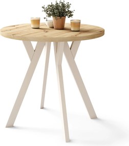 ALMO 80 Rovere Artisan/gambe beige - TAVOLO ROTONDO CON GAMBE A Y LOFT/INDUSTRIALE PER CUCINA SOGGIORNO O SALA DA PRANZO