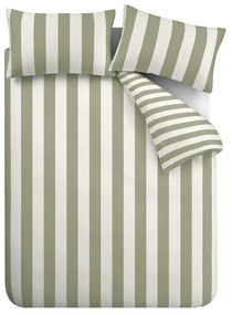 Biancheria da letto singola verde e crema 135x200 cm Cove Stripe - Catherine Lansfield