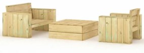 Set Salotto da Giardino 3 pz Legno Massello di Pino Impregnato