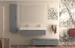 Mobile da bagno sospeso sotto lavabo L 120 x H 25 x P 44 cm grigio laccato opaco, 1 cassetto BADEN HAUS Modula