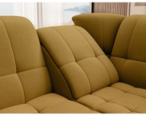 Divano angolare giallo allungabile/con contenitore (con penisola a destra/a L) e rivestimento in velluto Sado – ELTAP