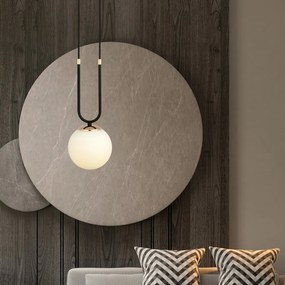 Lampadario a Sospensione in Acciaio e Vetro GLAM 1 Nero E14