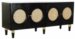 Credenza DKD Home Decor Nero Naturale Rattan Legno di mango (150 x 40 x 65 cm)