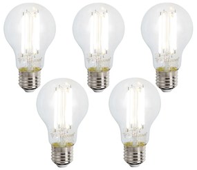 Set di 5 Lampadine LED Smart E27 dimmerabili A60 Trasparenti 7W 806lm 2700-6500K