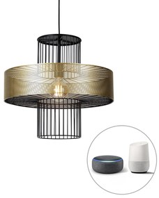 Lampada a sospensione intelligente oro con nero 50 cm incl. Wifi G95 - Tess