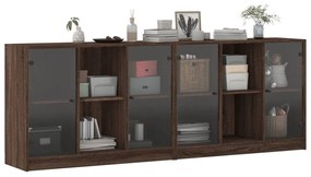 Libreria con ante rovere marrone 204x37x75 cm legno multistrato