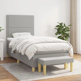 Giroletto a molle con materasso grigio chiaro 90x200 cm tessuto