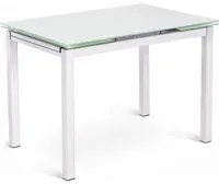 Tavolo Allungabile 110/170x75x75 cm in Metallo con Top in Vetro Bianco