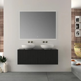 Mobile da bagno sotto lavabo BADEN HAUS DOMINO nero opaco L 120 x H 43 x P 46 cm 2 cassetti, lavabo non incluso
