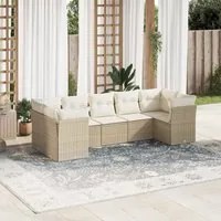 Set Divani da Giardino 7 pz con Cuscini Beige in Polyrattan 3218118