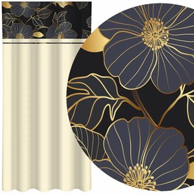 Tenda classica color crema con stampa di fiori dorati Larghezza: 160 cm | Lunghezza: 270 cm