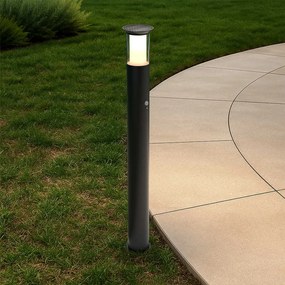 Paletto Solare 80cm in Acciaio Nero con Sensore Movimento e Picchetto Colore  Bianco Naturale 4.000K