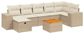 Set divano da giardino 8 pz con cuscini beige in polyrattan