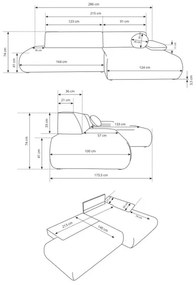 Divano letto angolare con contenitore a L PRATO, angolo destro, beige