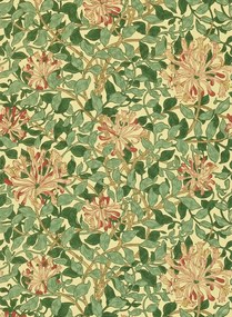 Morris & Co Tapete Honeysuckle - Green/ Coral/ Pink