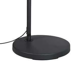 Lampada ad arco moderna nera con paralume in tessuto nero - Arc Basic