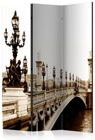 Paravento Ponte Alessandro III a Parigi (3-parti) - architettura in seppia