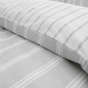 Biancheria da letto grigia in cotone per letto matrimoniale 200x200 cm Ashford Stripe – Bianca