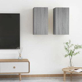 Mobili Tv 2 Pz Grigio Sonoma 30,5x30x60 Cm İn Legno Multistrato /