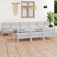 Set Salotto da Giardino 11 pz in Legno Massello di Pino Bianco 3083370