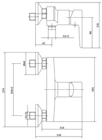 Cersanit S951-034 - Rubinetto doccia MILLE nero/cromo lucido