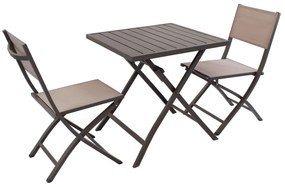 ABELUS - set tavolo da giardino pieghevole salvaspazio in alluminio 70x70 compreso di 2 sedie in alluminio e textilene