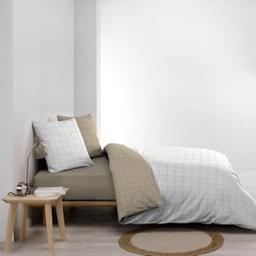 Set copripiumino e federa bianco/beige in cotone per letto matrimoniale 200x200 cm Cadria – douceur d'intérieur