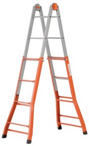 Scala telescopica GIERRE Peppina in acciaio 4 + 4 gradini portata massima 100 kg D.lgs 81/08 per lavori fino a 4.7 m