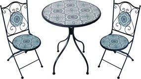 TAVIRA - set due sedie pieghevoli e tavolo rotondo con decori