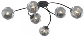 Lampada da soffitto in acciaio e vetro VIBRA 6 da interno 6xE14 Colore del corpo Nero e Grafite