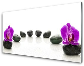 Quadro acrilico Fiore di ciottoli di orchidee 100x50 cm
