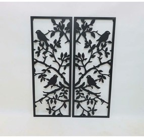 Decorazione da Parete DKD Home Decor (2 Pezzi) Metallo Uccelli Shabby Chic (35 x 1,3 x 91 cm)