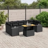 Set Divani da Giardino con Cuscini 8 pz Nero in Polyrattancod mxl 114352