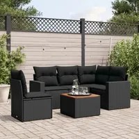 Set Divano da Giardino 6 pz con Cuscini Nero in Polyrattan 3256454