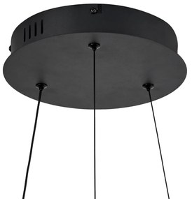 Lampada a sospensione moderna nera 59cm incl. LED dimmerabile a 3 livelli - Anello Chandelier