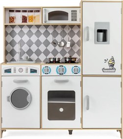 Costway Cucina giocattolo in legno integra macchina del ghiaccio e piano cottura, Cucina giocattolo integra forno e microonde 3 Colori