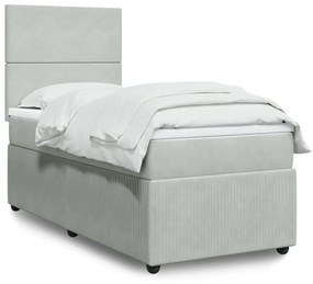 Giroletto A Molle Con Materasso Grigio Chiaro 100x200cm Velluto /