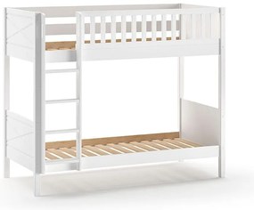 Letto a castello in pino bianco con spazio contenitivo 90x200 cm SCOTT - Vipack