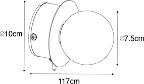 Applique da parete in acciaio IP44 con interruttore - Cederic