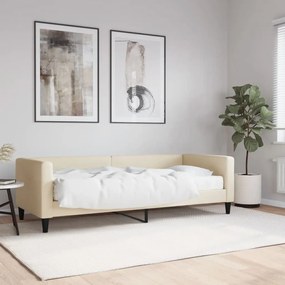 Divano Letto Con Materasso Crema 80x200 Cm İn Tessuto /