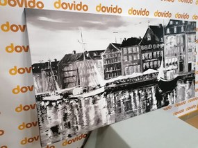 Stampa su tela – Dipinto a olio di Venezia in bianco e nero